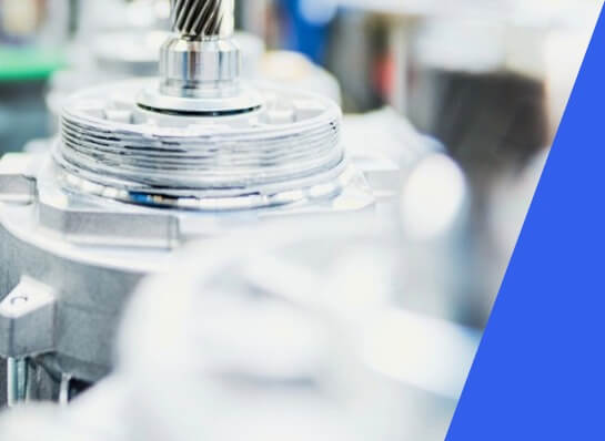Close-up of a Lenze motor in an industrial production environment