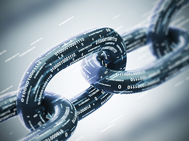 A chain with binary code on it.