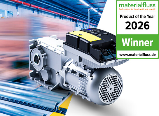 Roller conveyor with pallet with Lenze Motor Drive System in IE5/IE6