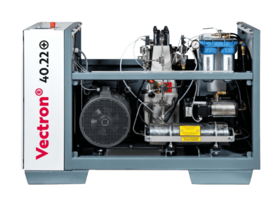 BFT Vectron high-pressure pump integrated into a waterjet cutting machine with built-in drive technology